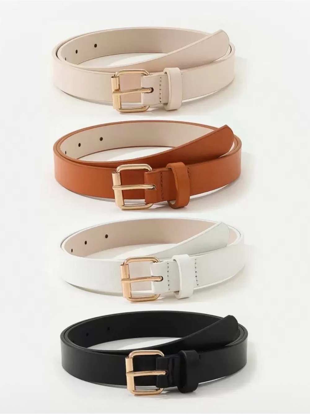 Classic Leather Waist Belt - White, Black, Tan, Cream